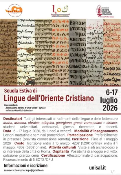 Scuola Estiva di Lingue dell’Oriente Cristiano