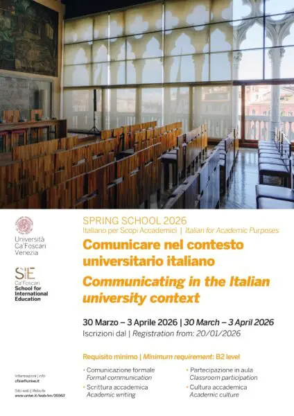 Spring School – Italian for Academic Purposes -Communicating in the Italian university contest