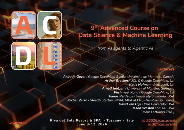 9th Advanced Course on Data Science & Machine Learning – ACDL 2026, from AI Agents to Agentic AI