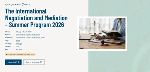 The International Negotiation and Mediation – Summer Program 2026